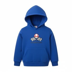 Mariokart Racing Blue Pullover Hoodie Mario Boys Size Small 8